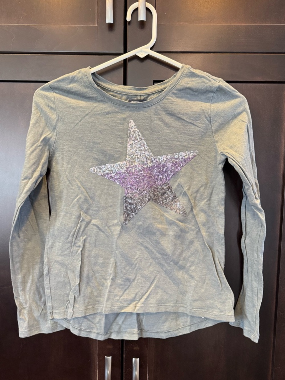 GAP Gray Long-Sleeve Tee with Sequin Star